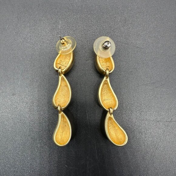 Vintage Teardrop Statement Earrings 1950s Mid Century Erwin Pearl Gold Toned - Picture 3 of 8